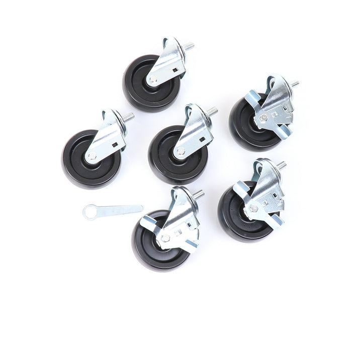 True | Swivel Stem Casters, Set of 6, 4" Wheel Diameter