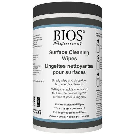 BIOS Professional Surface Cleaning Wipes, 7" x 8" (130-pack) - 381SC