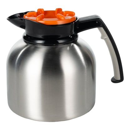 Service Ideas | Brew 'N' Pour Brew-Thru Vacuum Insulated Decanter, 1.9 L, Stainless Steel/Orange