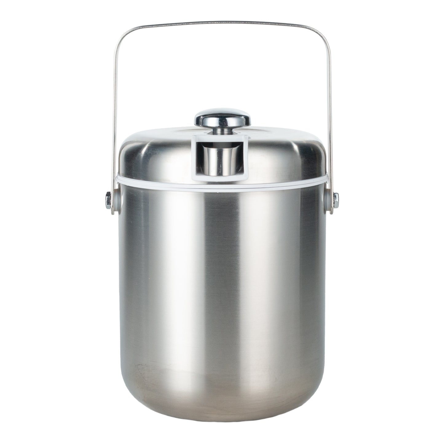 Service Ideas | Round Double Wall Ice Bucket with Lid & Tongs, Plastic Liner, 1.5 L, Stainles Steel