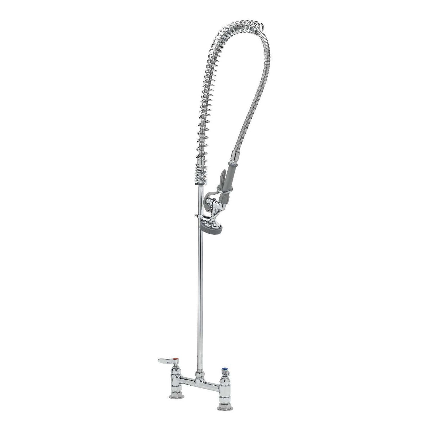 T&S B-0123 8" Deck Mount Pre-Rinse Faucet, 44" Flexible Hose, Lever Handles - B-0123