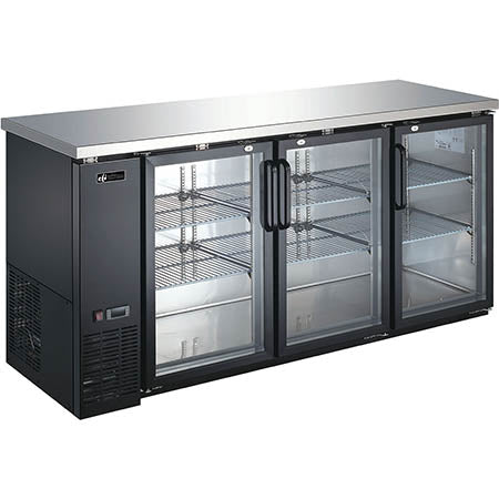EFI Versa-Chill CBBGD3-72CC 3-Door Black Back Bar Glass Door Cooler