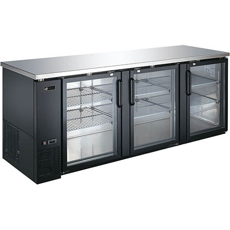 EFI Versa-Chill CBBGD3-90CC 3-Door Black Back Bar Glass Door Cooler