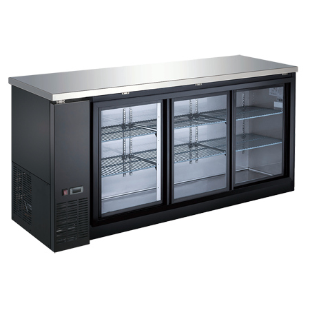 EFI Versa-Chill CBBGDS3-72CC 3-Door Black Back Bar Sliding Glass Door Cooler