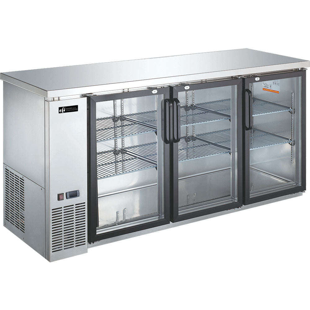 EFI Versa-Chill CBBSGD3-72CC 3-Door Stainless Back Bar Glass Door Cooler