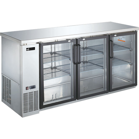 EFI Versa-Chill CBBSGD3-72CC 3-Door Stainless Back Bar Glass Door Cooler