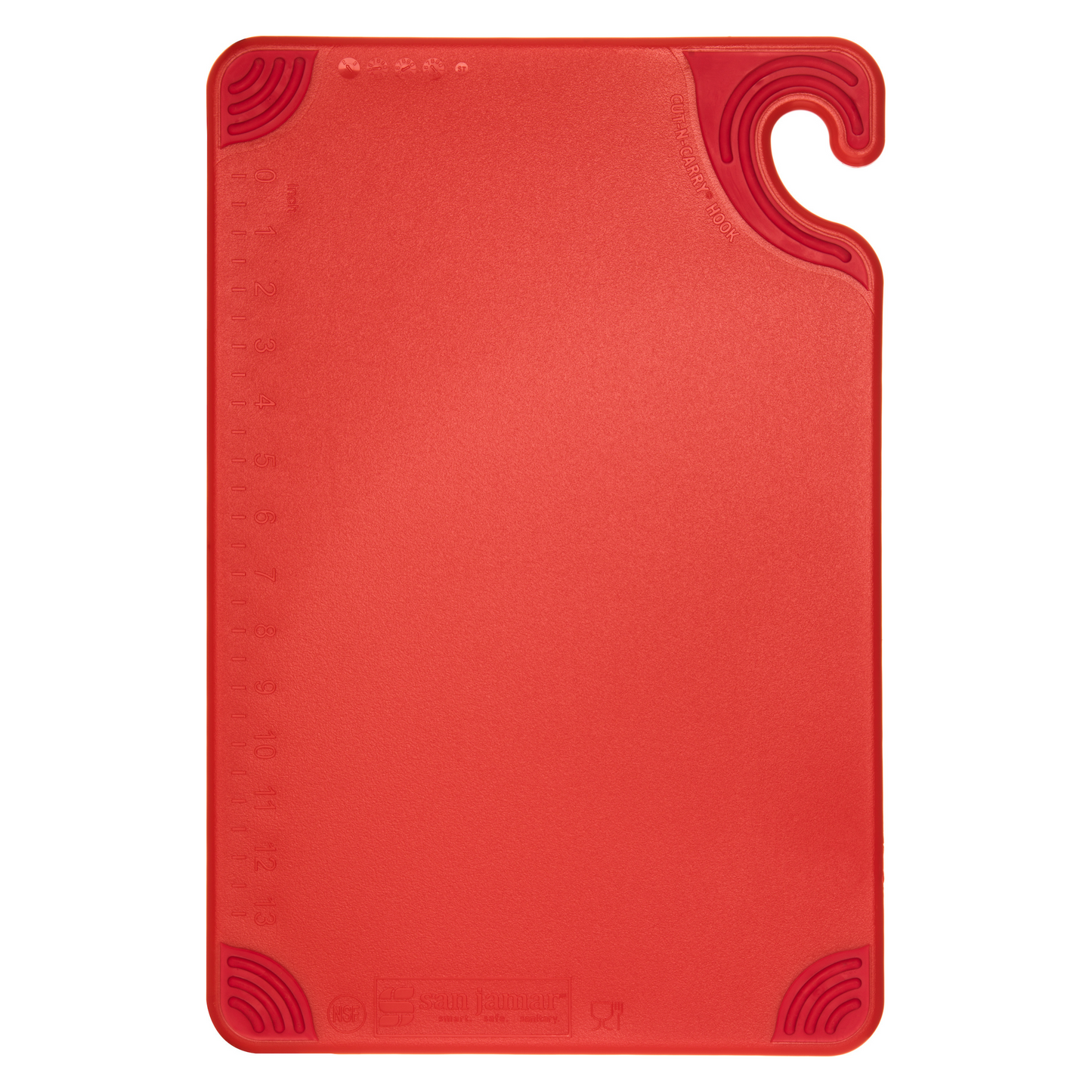 San Jamar | Saf-T-Grip Coloured Cutting Board, 12" x 18" x 1/2", Red