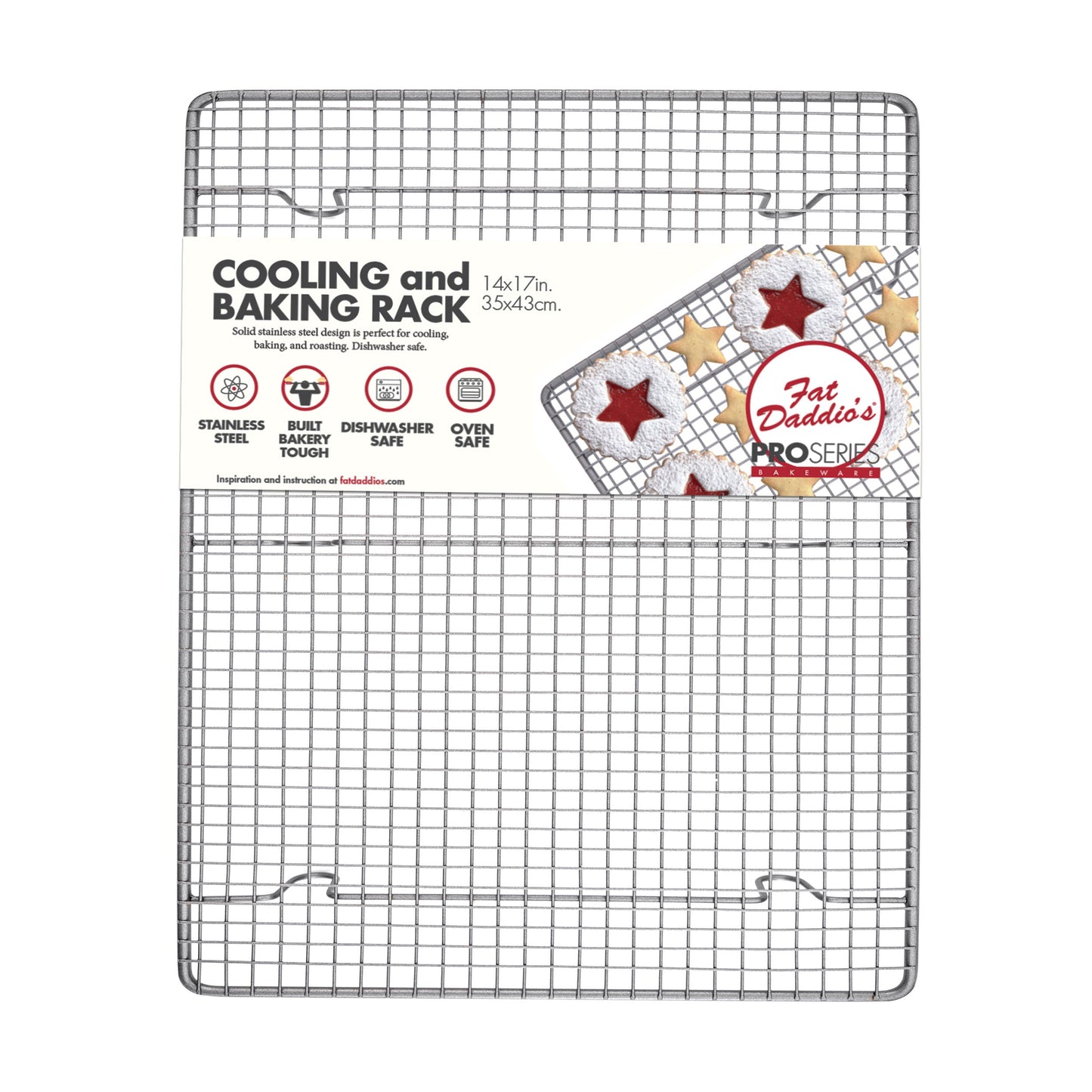 Fat Daddio's Cooling Rack, 17" x 14" x 1", Stainless Steel - FDCR1417