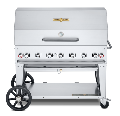 Crown Verity Mobile 48" Gas Grill with Roll Dome & Bun Rack, Natural Gas/Bulk - CV-MCB-48RDP-NG