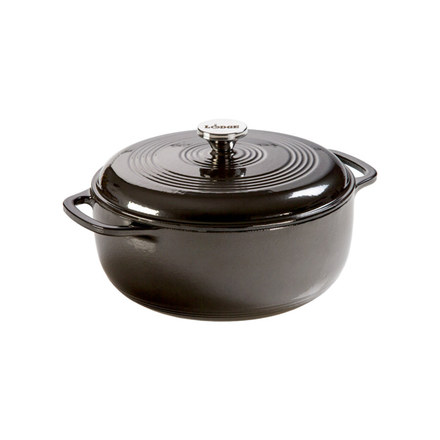 Lodge | Dutch Oven, 6 qt, Enamel Cast Iron, Midnight Chrome