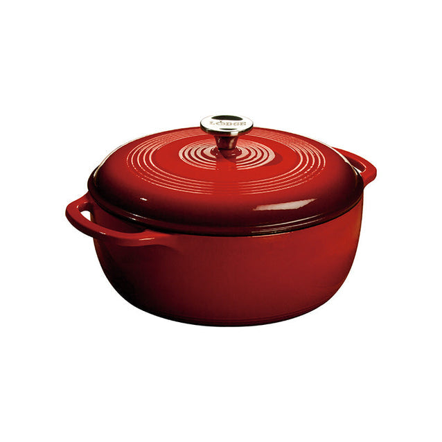 Lodge | Dutch Oven, 6 qt, Enamel Cast Iron, Red