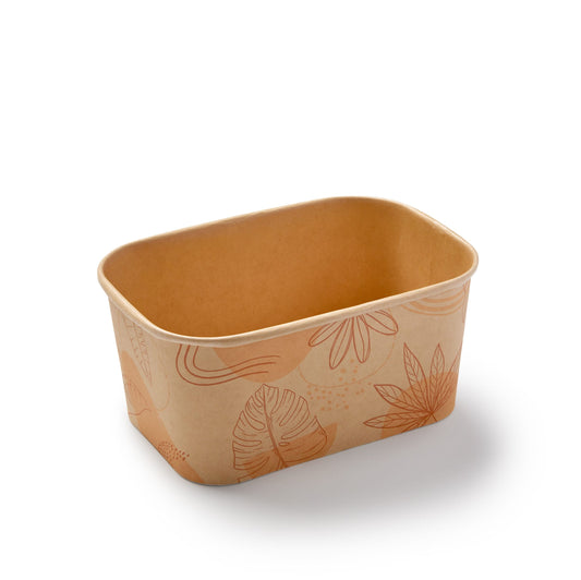 Eco Guardian Bol rectangulaire compostable doublé PLA, 32 oz, bambou (paquet de 300) – EG-PL-BB-BL32