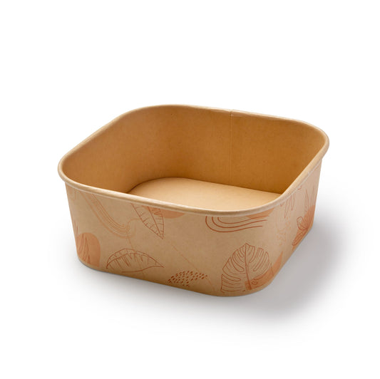 Eco Guardian Bol carré compostable avec revêtement en PLA, 1,3 L, bambou (paquet de 300) – EG-PL-BB-BL44