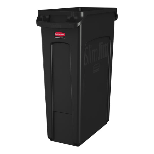 Rubbermaid | Slim Jim Vented Container, 23 Gal, Black