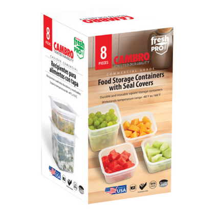 Cambro CamSquares FreshPro Mini Food Storage Container Set, 8-Piece, Translucent - FPMINI8190