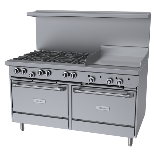 Garland G-Series Gas Restaurant Range, 60", Natural Gas, High Elevation - G60-6G24RR(HE-NG)