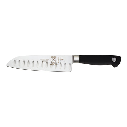 Couteau Santoku Mercer | Genesis, Granton Edge, 7", noir