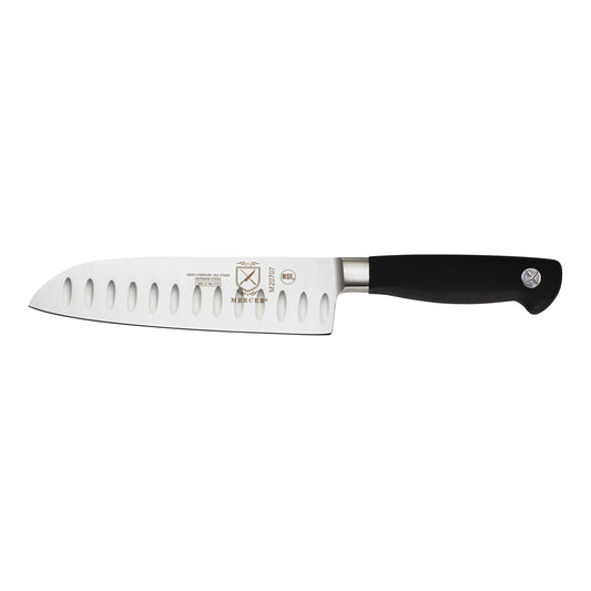 Mercer | Genesis Santoku, Granton Edge, 7", Black