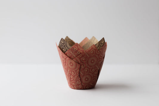 Enjay brown printed tulip baking cup