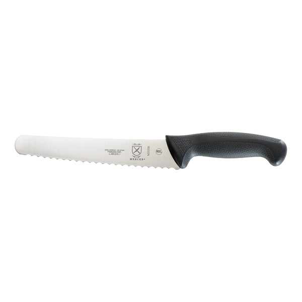 ICEL 8 Inch Serrated Bread Knife – NSF Approved Wavy Edge German Steel Blade – Black PROFLEX Handle For Professional & Home Use