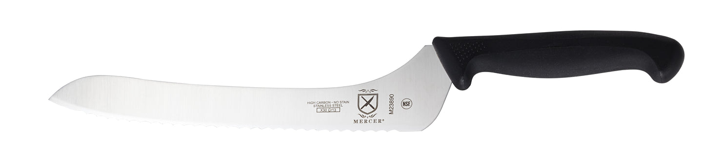 Mercer | Millennia Offset Bread Knife, Wavy Edge, 9", Black