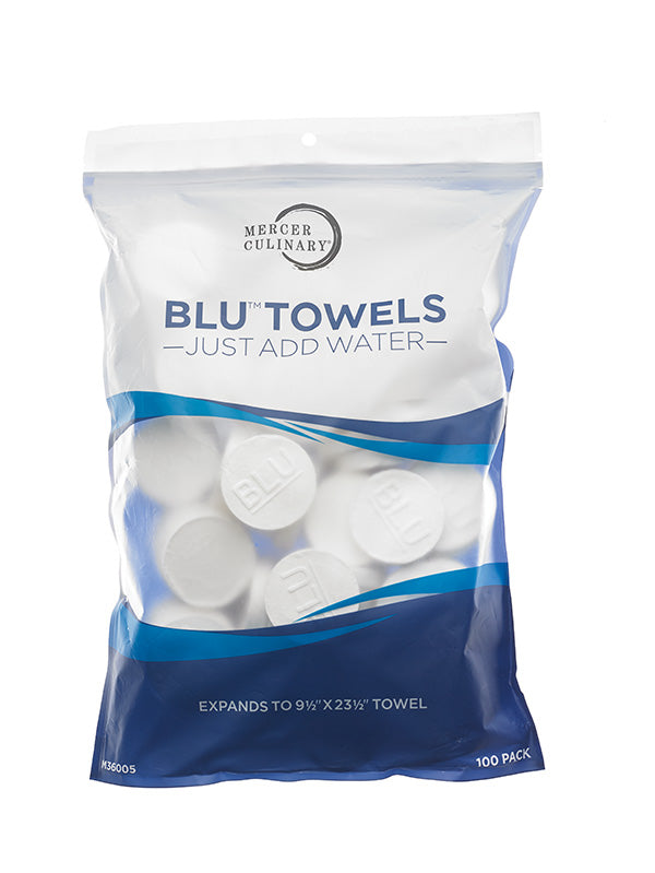 Mercer | BLU Towel Pucks, Expands to 9 1/2" x 23 1/2", Cotton (100-pack)