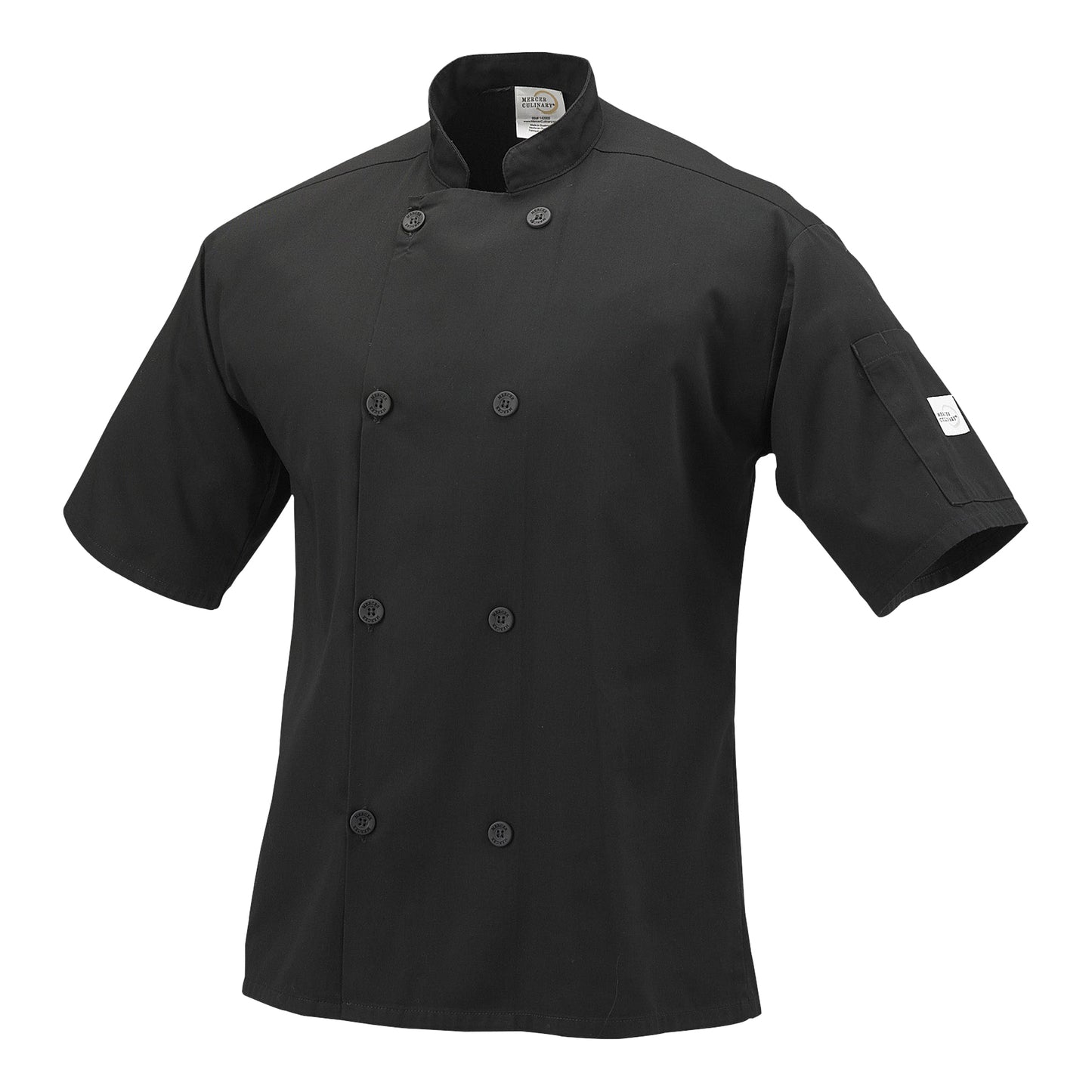 Mercer | Millennia Unisex Short Sleeve Chef/Cook Jacket, Large, Black