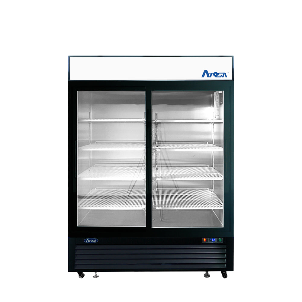 Atosa MCF8727GR 54" Double Glass Door Merchadiser Refrigerator, Black, 115/60/1 - MCF8727GR