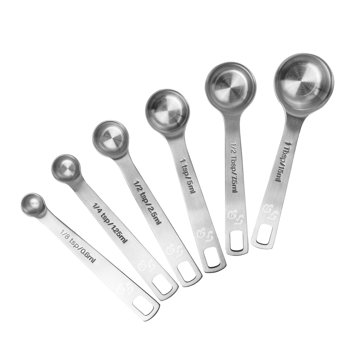 Fat Daddio's Measuring Spoons Set, 6 Piece, 5.5" x 1.5" x 1", Stainless Steel - FDMS06