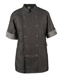 Blackwood | Clarke Veste de chef à manches courtes, XLarge, Boutons en plastique, Denim, Noir
