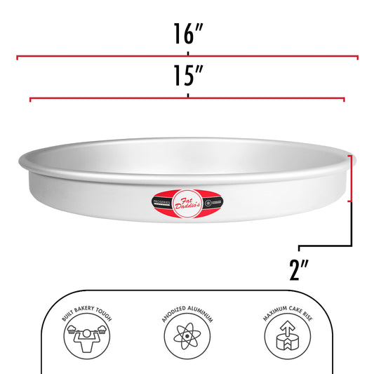 Fat Daddio's | Round Cake Pan, 15" x 2", Anodized Aluminum