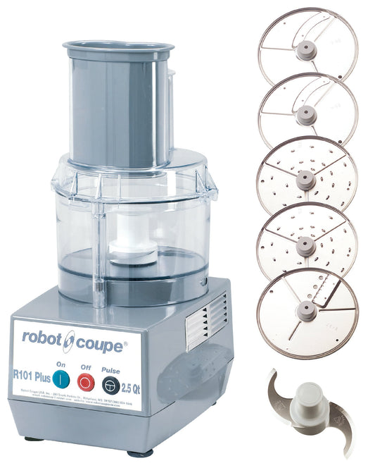 Robot Coupe R101PPLUS Combination Food Processor, Clear Composite 1.9 L Bowl, 3/4 HP, 120V - R101PPLUS