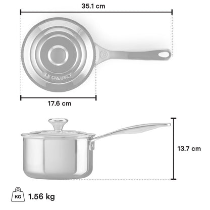 Le Creuset Stainless Steel Saucepan, 1.9 L - view 3