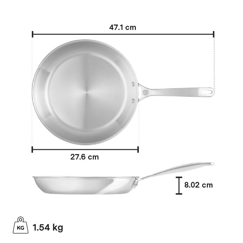 Le Creuset Stainless Steel Fry Pan, 26 cm - view 3