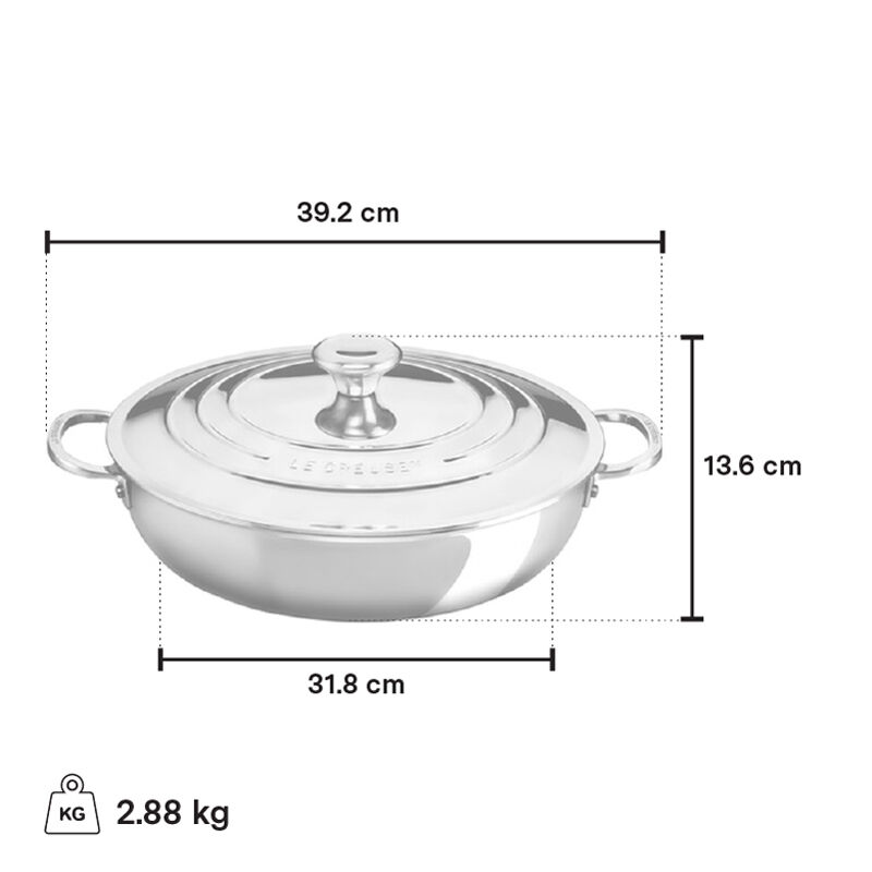 Le Creuset Stainless Steel Braiser, 4.8 L - view 2