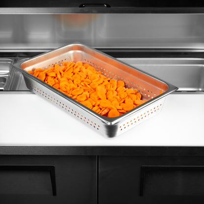 SignatureWares | Perforated Full Size Food Pan, 4" Deep, 24 Gauge Stainless Steel