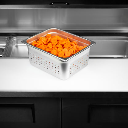 SignatureWares | Perforated Half Size Food Pan, 6" Deep, 24 Gauge Stainless Steel