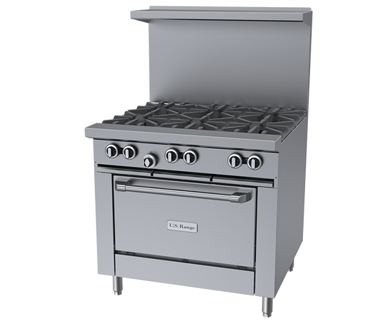 U.S. Range U-Series Gas Restaurant Range, 36", Natural Gas - U36-6R(NG)