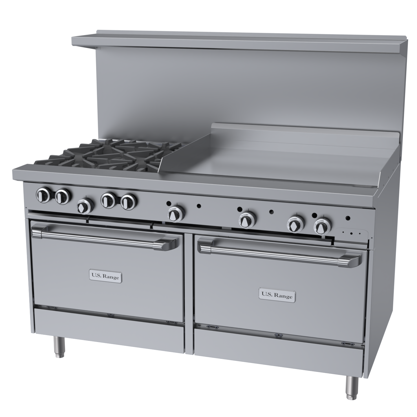 U.S. Range U-Series Gas Restaurant Range, 60", Propane - U60-4G36RR(LP)