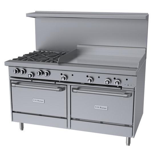 U.S. Range U-Series Gas Restaurant Range, 60", Propane - U60-4G36RR(LP)