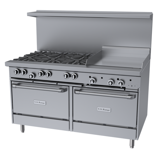 U.S. Range U-Series Gas Restaurant Range, 60", Natural Gas - U60-6G24RR(NG)