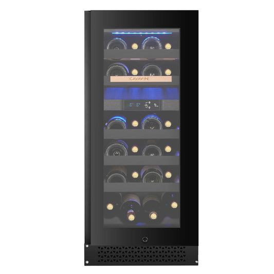 Cavavin Vinoa 24-Bottle Wine Cellar, Black Glass Door - front view