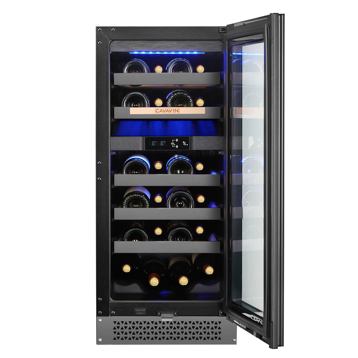 Cavavin Vinoa 24-Bottle Wine Cellar, Grey Glass Door - interior