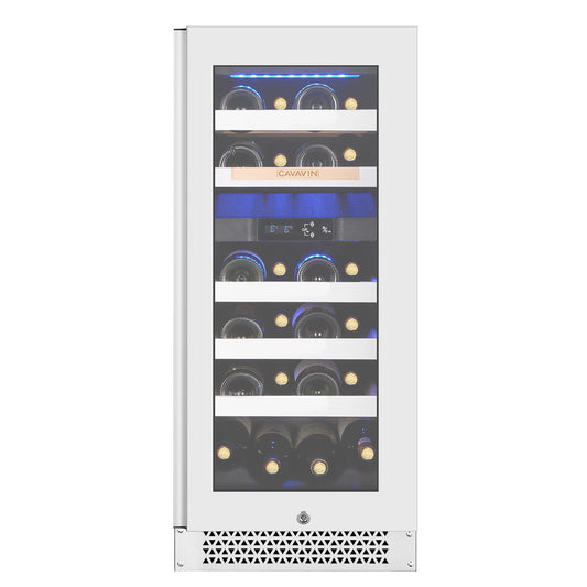 Cavavin Vinoa 24-Bottle Wine Cellar, White Glass Door - front view