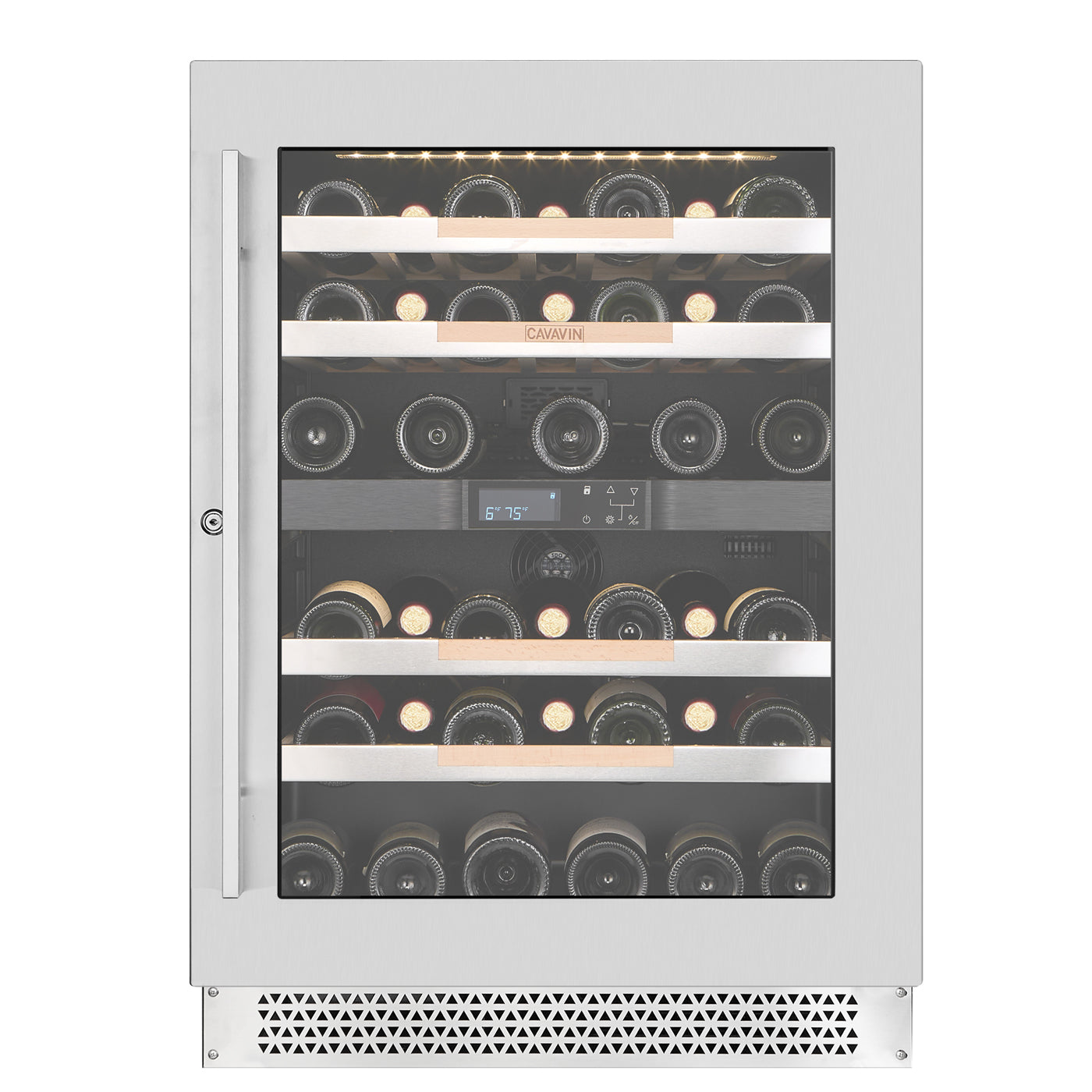 Cavavin Vinoa 41-Bottle Wine Cellar, Dual-Zone, Stainless Steel - front view