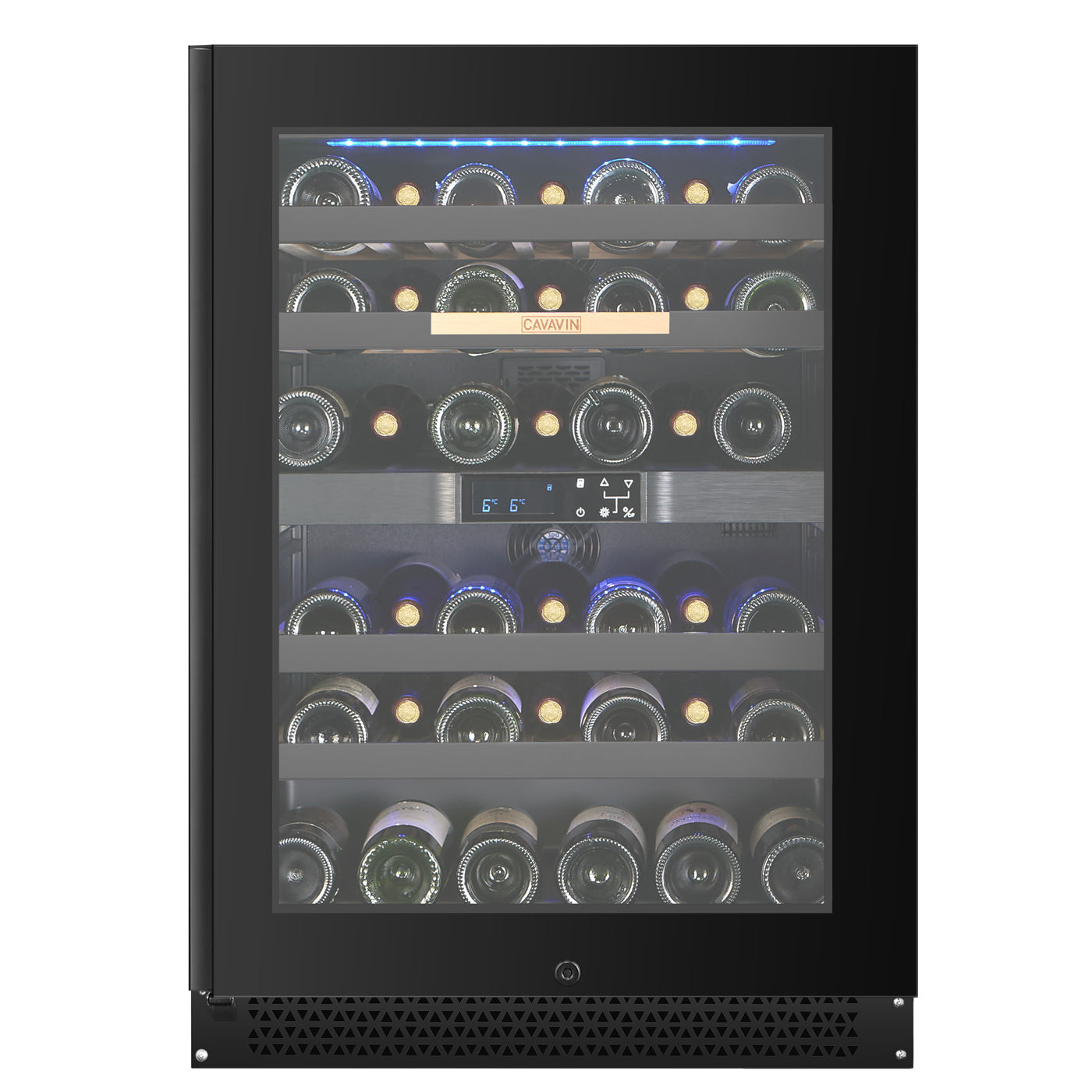 Cavavin Vinoa 41-Bottle Wine Cellar, Black Glass Door - front view
