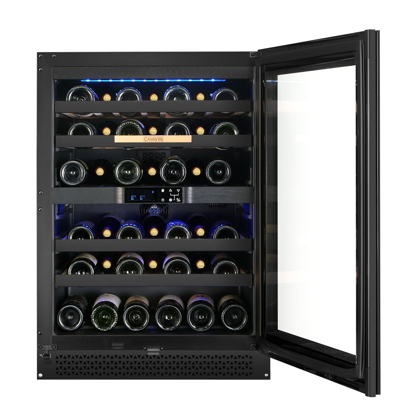 Cavavin Vinoa 41-Bottle Wine Cellar, Black Glass Door - interior