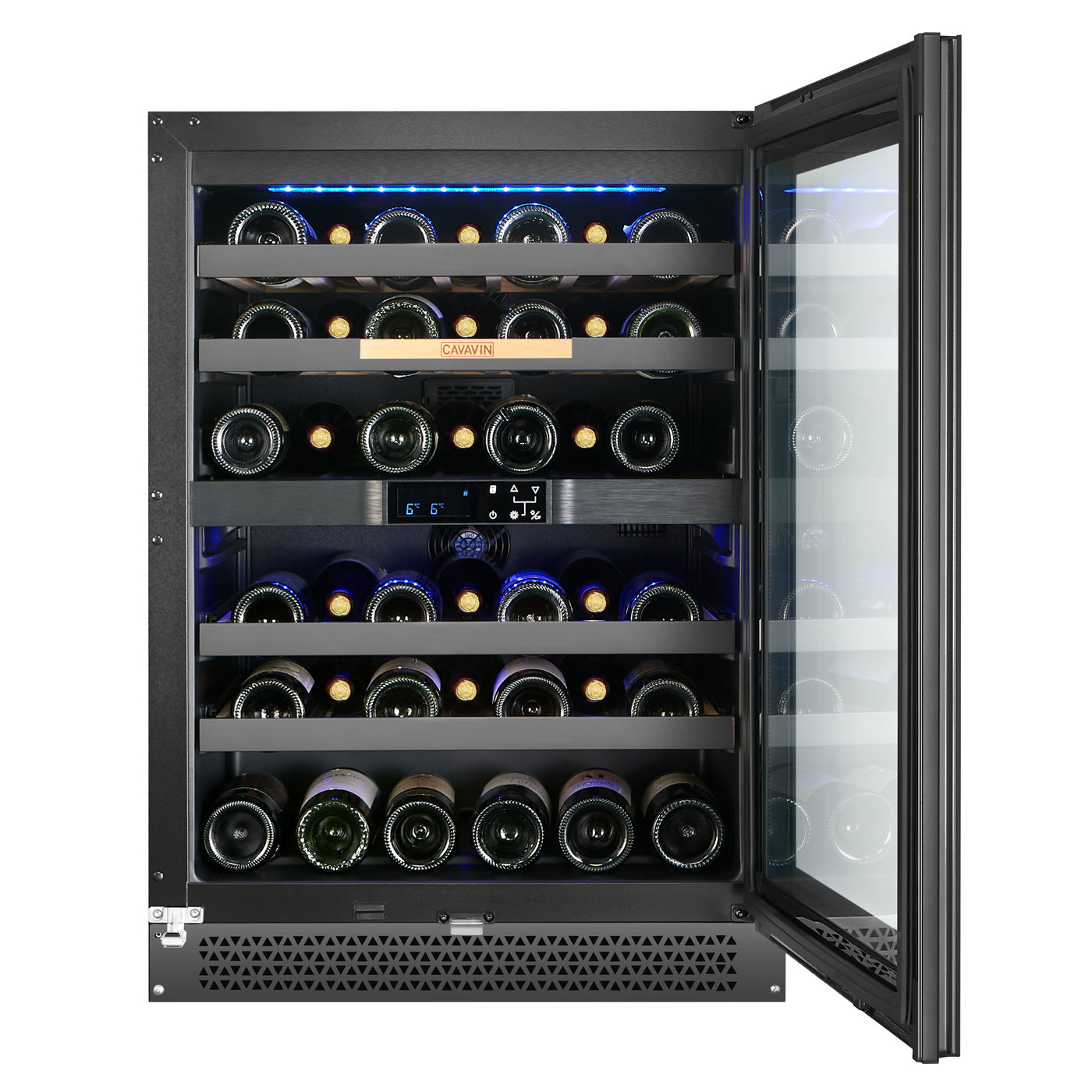 Cavavin Vinoa 41-Bottle Wine Cellar, Grey Glass Door - interior