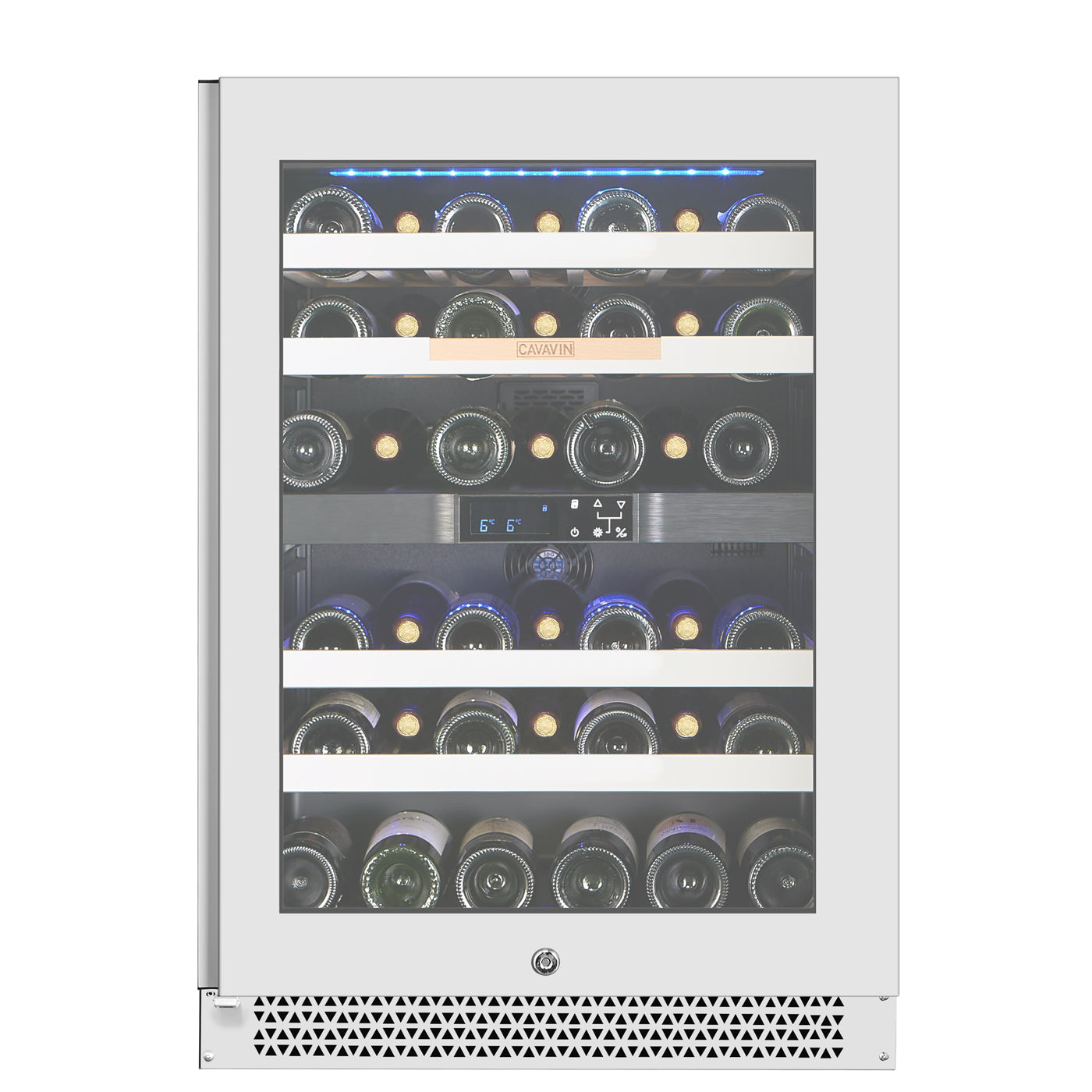 Cavavin Vinoa 41-Bottle Wine Cellar, White Glass Door - front view