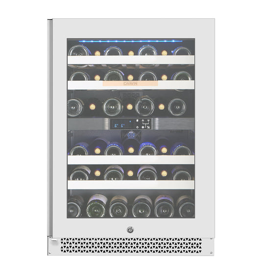 Cavavin Vinoa 41-Bottle Wine Cellar, White Glass Door - front view